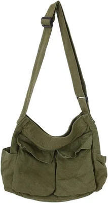 TIAASTAP Kuriertasche Aus Leinenstoff, Vintage Canvas Messenger Bag Für Studenten, Große