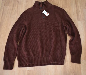 Banana Republic Herren Pullover Polo Logo Viertel Knopfleiste Langarm Braun L - Bild 1 von 8