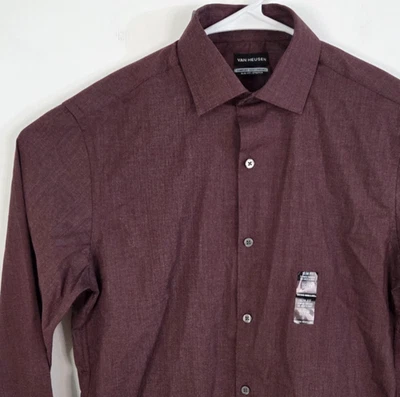 Van Heusen Comfort Performance NWT Mens Wine Slim Fit Dress Shirt, S 14.5 32/33 - Image 1 of 4