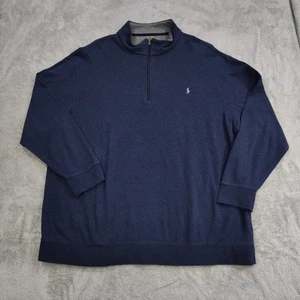 Polo Ralph Lauren Cuarto Cremallera 3XB Azul Marino Jaspeado Pullover Lujo Jersey Suave - Imagen 1 de 16