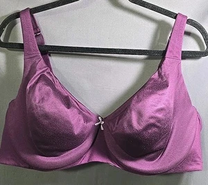 46D Underwire Minimizer Bra Purple Velvety Soft Cacique Cushioned Underwire - Picture 1 of 11