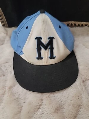 The game VIKINGS fitted baseball hat with M emblem Fitted Hat BLUE 7  3/8 Cap  - Image 1 of 4