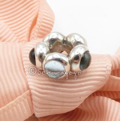 PANDORA Silver 925 ALE & Blue Topaz Seaside Kiss Spacer Charm 790538BTP Rare - Image 1 of 4