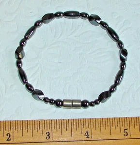 Black Hematite Magnetic Beaded BRACELET, 8.5" Long, Men/Women Magnet Therapy B42 - Picture 1 of 6