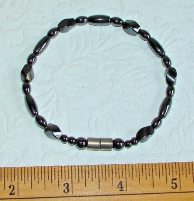 PULSERA Hematita Negra con Cuentas Magnéticas, 8.5" de Largo, Hombre/Mujer Magnetoterapia B42 Foto 1 de 4