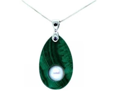 Collana In Malachite E Madreperla In Argento Sterlingo - Immagine 1 di 2