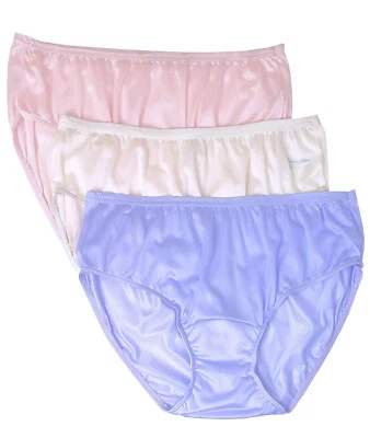 Shadowline Underwear Women's Panty Hipster Nylon 3 Pack Spring Colors Pink Ivory - Image 1 of 4