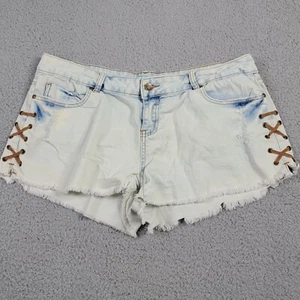 Cali 1850 Juniors Short Shorts Size 13 Laced sides Distressed White Washed Look - Picture 1 of 10