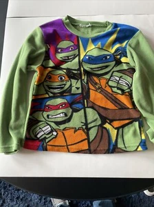 Teenage Mutant Ninja Turtles Boys Green Fleece Long Sleeve Pajamas Top - Picture 1 of 5