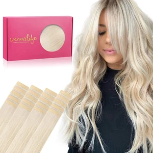 Extension Capelli Veri Biadesivo, 20Pz 40Cm 50G Biondo Platino Extension Biadesi - Foto 1 di 5