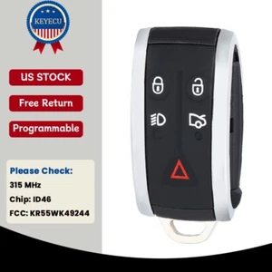 Smart Remote Key Fob for 2007 2008 2009 2010 11 Jaguar XF XFR XK XKR KR55WK49244 - Picture 1 of 6