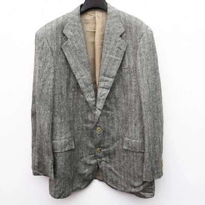 Club Room Hommes UK 42 Soie Blazer Tweed Chevron Manteau Veste Costume Eur 52 L - Photo 1/4