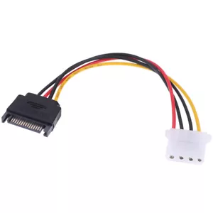 SATA TO IDE Power Cable 15 Pin SATA Male to Molex IDE 4 Pin Female Cable Ada F6 - Picture 1 of 12