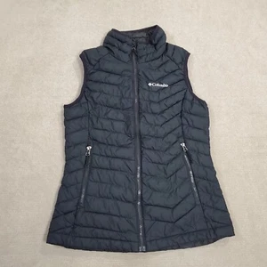 Columbia Vest Womens Small Black Omni Heat Puffer Jacket Full Zip Lightweight - Picture 1 of 9