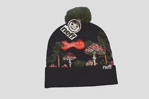Neff Mens Mushroom Forest Wonder Pom Beanie Black Green New With Tags - Picture 1 of 6