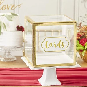 Wedding Card Box One Size Clear/Gold - Picture 1 of 7