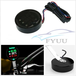 9-24V 5in1 LED Motorcycle Thermometer Voltmeter Clock Timing Display USB Charger - Picture 1 of 12
