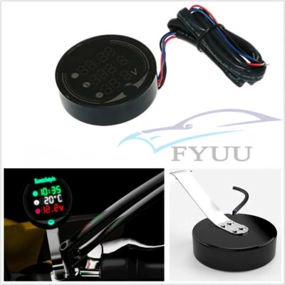 9-24V 5in1 LED Motorcycle Thermometer Voltmeter Clock Timing Display USB Charger - Image 1 of 4