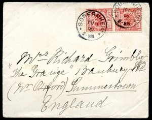 ALEMANIA A GRAN BRETAÑA, SOBERNHEIM Cancelar en portada 1892, en muy buen estado - Imagen 1 de 2