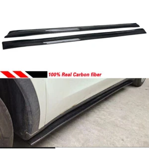 Carbon Fiber Side Skirt Extension Lip Panel Set fit for 2020-2024 Tesla Model Y - Picture 1 of 5