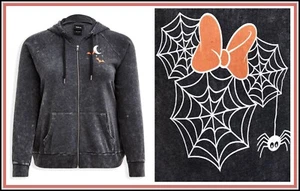 TORRID (4X 26) Disney Minnie Mineral Wash Spider Zip up Hoodie Black Pocket PLUS - Picture 1 of 4