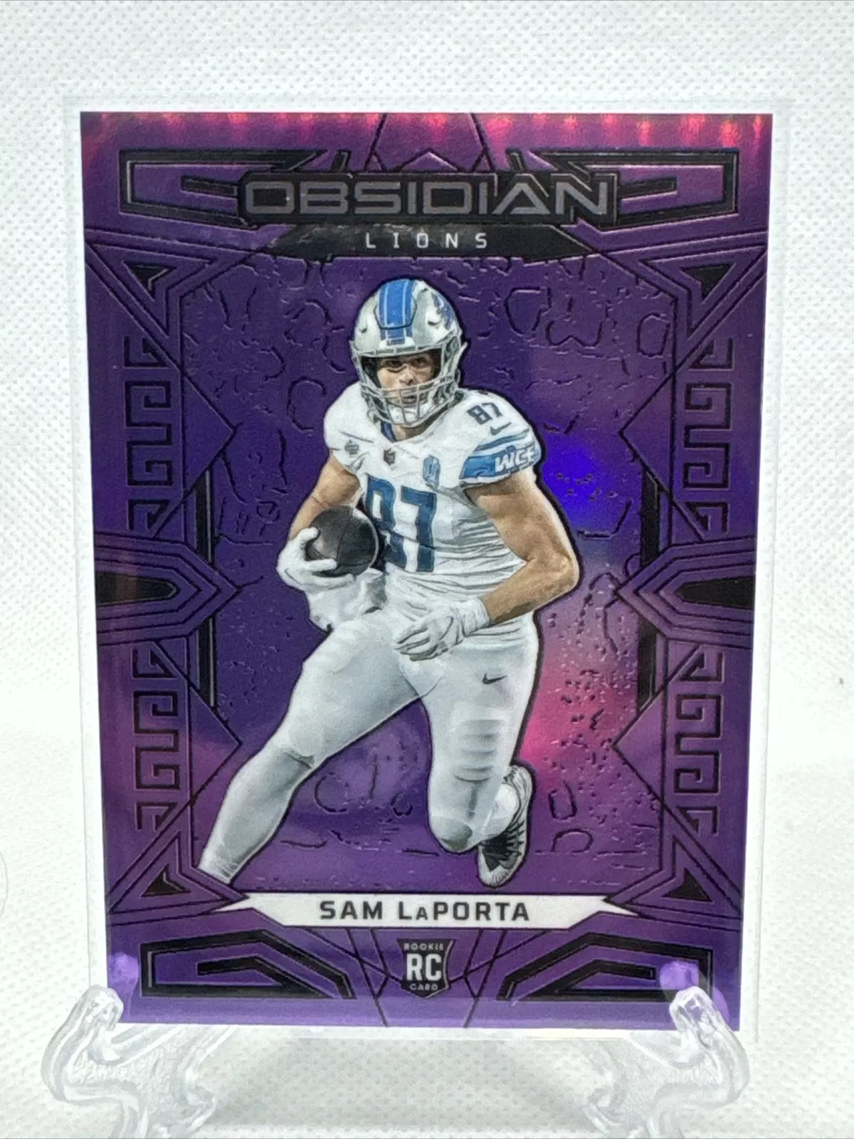 2023 Obsidian #130 Sam Laporta FOTL Purple Flood #’d /13 - LIONS ROOKIE RC SP