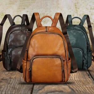 Genuine Leather Fashion Backpack for Women Vintage Satchel Soft Real Daypack Bag - Picture 1 of 14