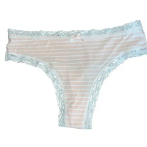 Honeydew Petra Mid Rise Thong Underwear Pink and White Stripes Size L - Picture 1 of 3