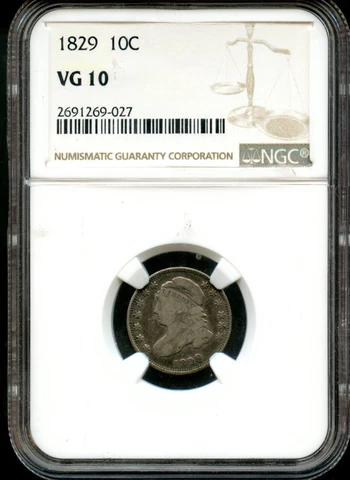 1829 10c Capped Bust Dime, NGC VG 10 Cover