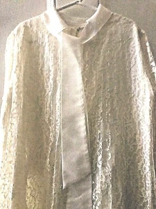Girl's Dress Vtg MOD Tent Style 1960 Pleated White Lace Lined Collar Sz 12 ? EXC - Picture 1 of 5