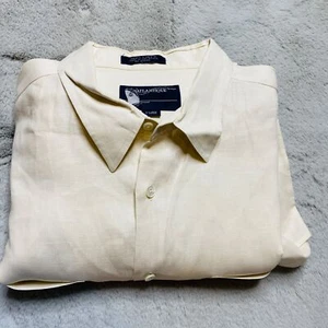 Camicia Atlantique uomo XL lino bottoni manica lunga tasca costa avorio - Foto 1 di 9