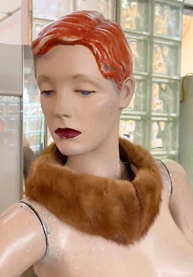 Hermoso cuello de mujer de piel de visón rubio marrón años 50-60 24" de largo Foto 1 de 4