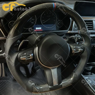 Volante de fibra de carbono real para BMW M2 M3 M4 F30 F80 F82 F87 sin calefacción Foto 1 de 4
