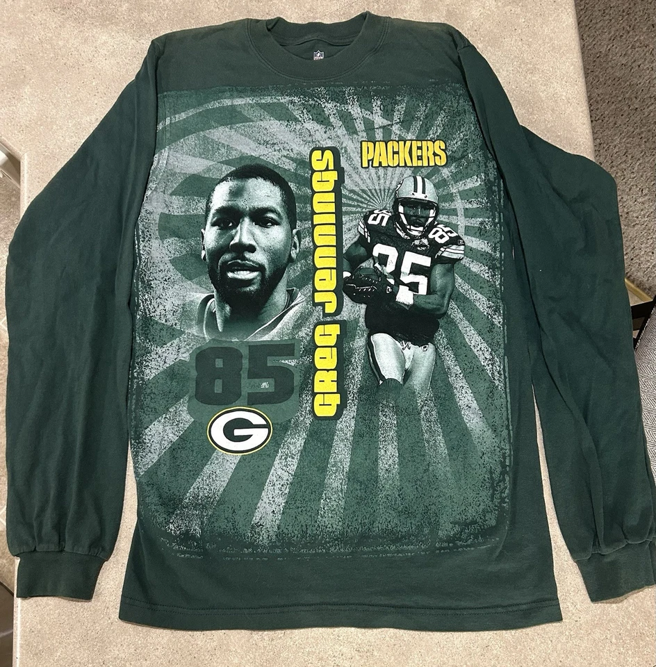 Green Bay Packers Medium T-Shirt Greg Jennings 2006-2012 Green Long Sleeve  - Image 1 of 4