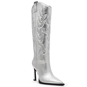 NEU - STEVE MADDEN - "Kinzee" hohe Westernstiefel mit Strass - silber - Größe 8,5 M - Bild 1 von 6