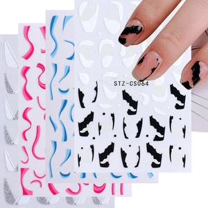 Nail Stickers Glitter Striped Art Decals Transfers Self Adhesive Valentines Day - Picture 1 of 29