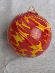 Artful Home 4" Round Red/Orange Swirl Blown Glass Christmas Ornament - Picture 1 of 8