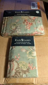 Sábana bajera y funda de almohada vintage Ralph Lauren- Charlotte 4 Green Queen. ¡Nuevo! - Imagen 1 de 6