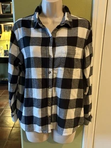 Sonoma Shirt, Women's Medium, Orange Blue White, Plaid, Button Up, Long Sleeve - Picture 1 of 10