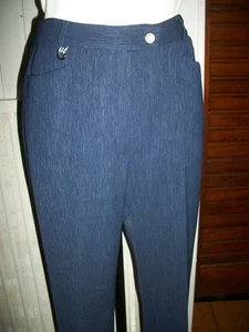 Pantalon habillé polyester bleu fluide Un Jour Ailleurs 38  w28 - Picture 1 of 7