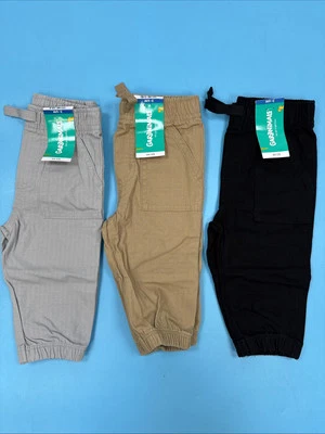 3 pares de pantalones jogger Garanimals para niños pequeños Ripstop dobladillos elásticos talla 3-6M Foto 1 de 4