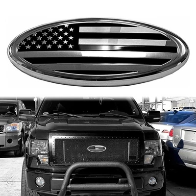 9" Chrome American Flag Emblem for Ford F150 (2004-2014) Front Grille Oval Badge Foto 1 de 4