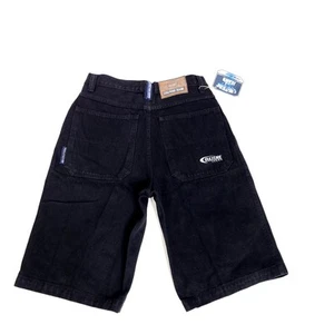 Pantaloncini denim larghi cultura vintage uomo 30 neri larghi skater grunge jeans - Foto 1 di 10