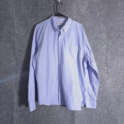 J Crew Shirt Mens XL Blue White Stripe Secret Wash Relaxed Fit Button Down Fly - Image 1 of 4