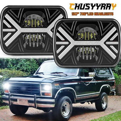 7x6 5x7 LED Headlight Housing Hi/Lo 6000K WHITE For 1984-1998 Ford Bronco - Image 1 of 4
