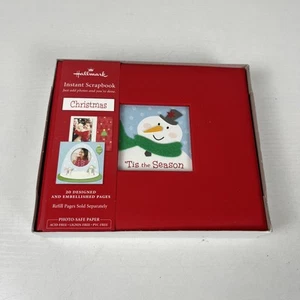 Hallmark Christmas Instant Scrapbook Red Sticker Memory Photo Album 20 Page 6X6" - Picture 1 of 6
