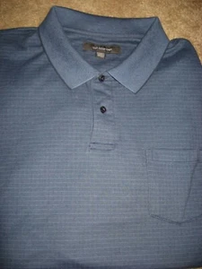 Mens Blue Check CROFT & BARROW Long Sleeve Knit Polo Shirt 2XL - Picture 1 of 1