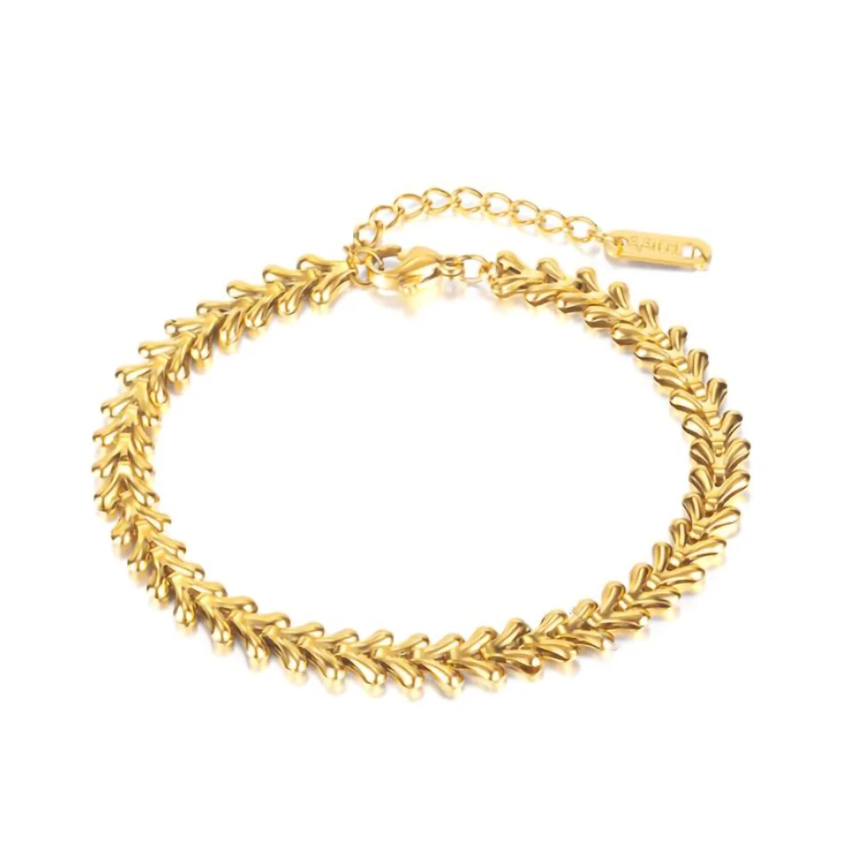 Pulseira feminina de aço inoxidável moda elos ósseos de peixe - Imagem 1 de 1