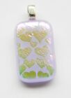 Genuine Hand Crafted Dichroic Glass Pendant - Lilac Hearts