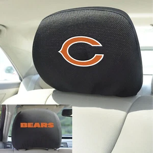NUEVO par de fundas de reposacabezas de fútbol americano americano americano de los Chicago Bears NFL bordadas - Imagen 1 de 1